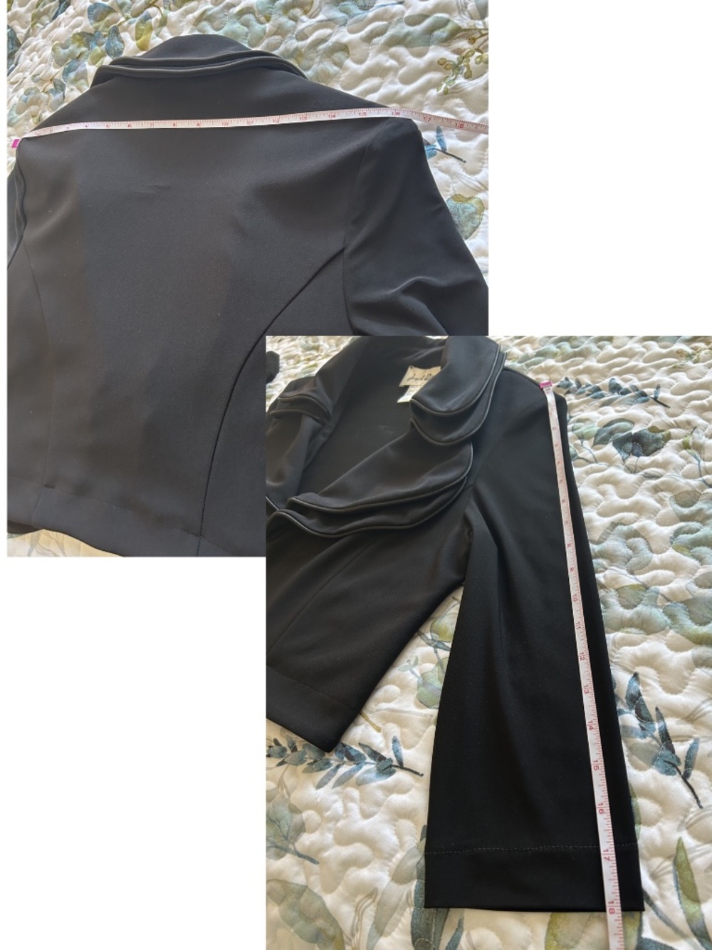 Like New Joseph Ribkoff Cropped Bolero Jacket Double Ruffle Collar Black Size 12 - Picture 11 of 14